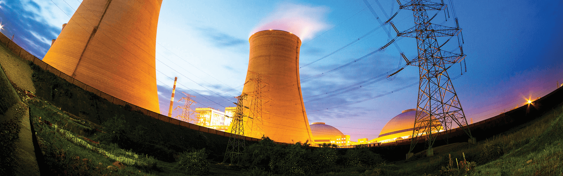Thermal power plant at night