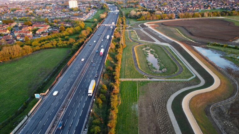 motorway image next to a field