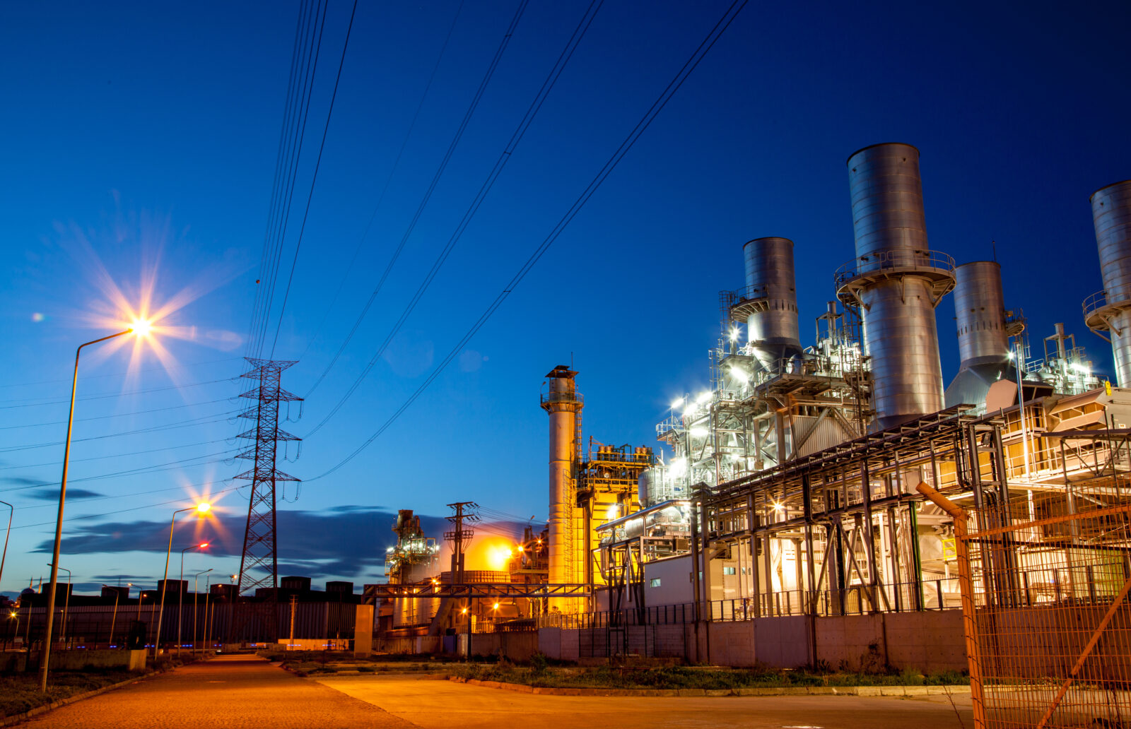 electricity plant at dusk