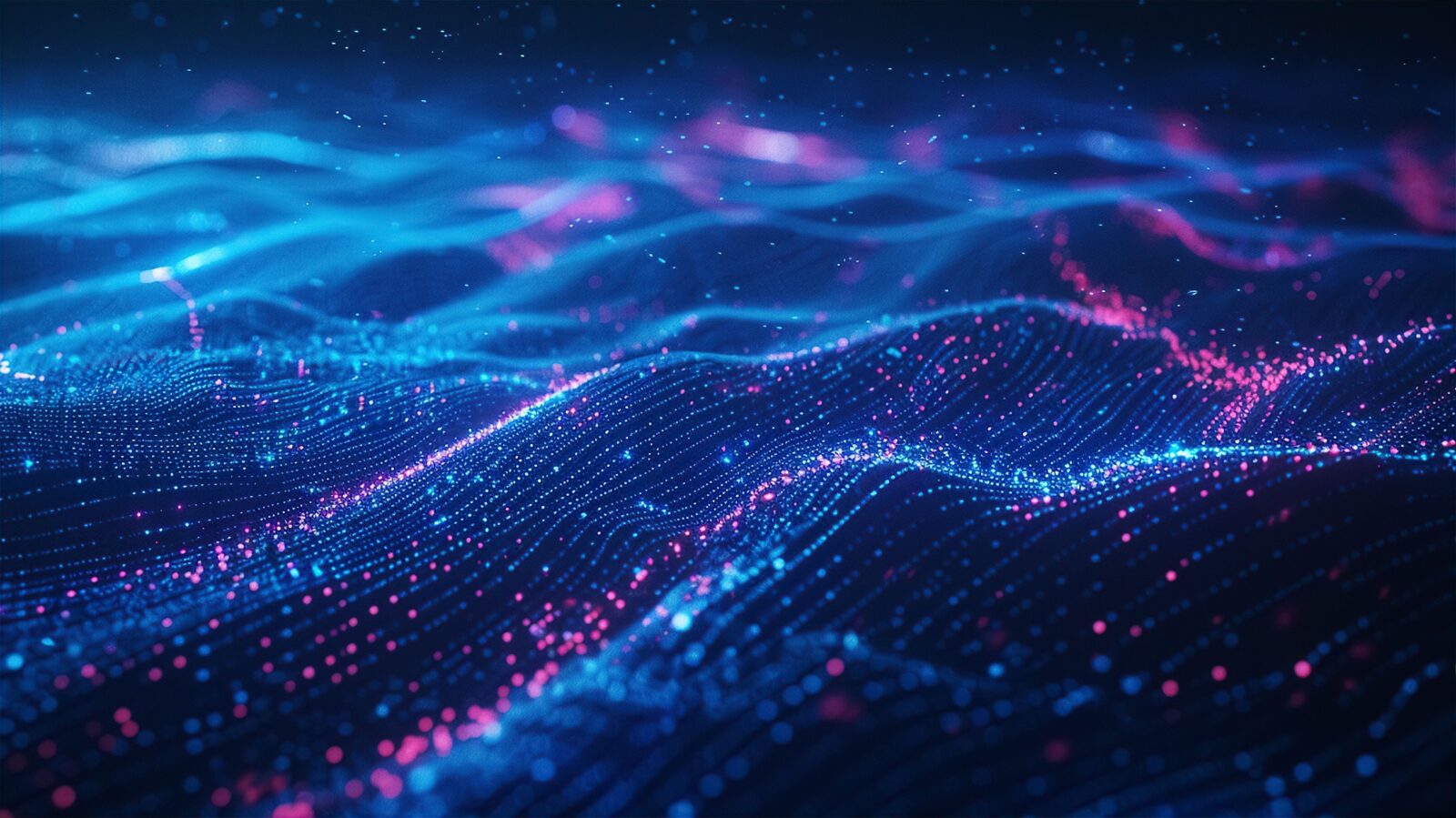Blue Abstract Technology Data Wavy Lines in Holographic Style representing artificial intelligence