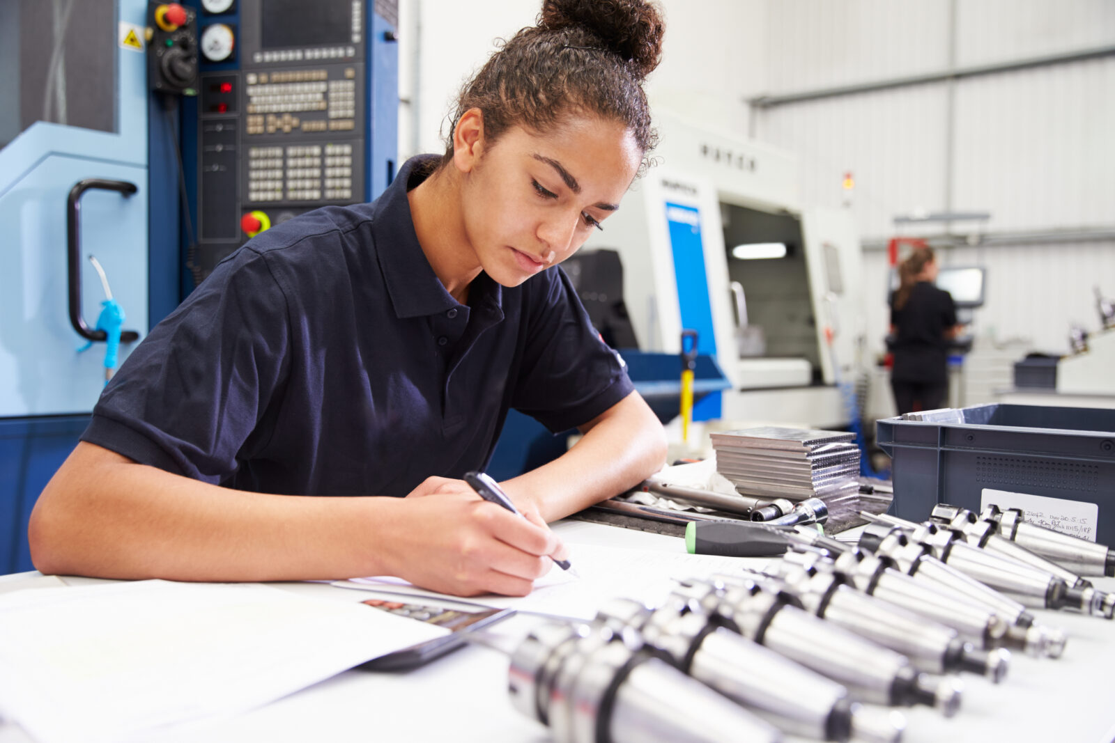 An apprentice studying