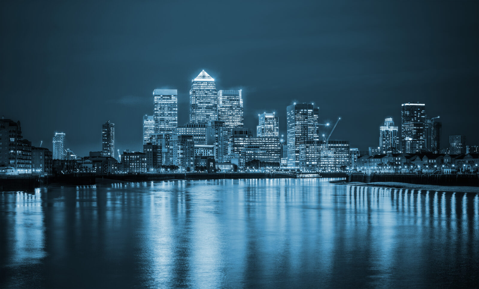 London Financial District Skyline At Night.