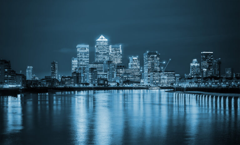 London Financial District Skyline At Night.