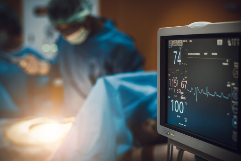 Electrocardiogram In Hospital Surgery Operating Emergency Room Showing Patient Heart Rate