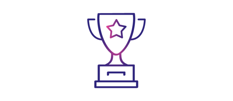 A logo of a trophy to signify an award winner