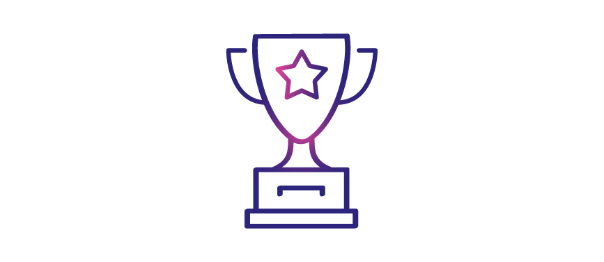 A logo of a trophy to signify an award winner