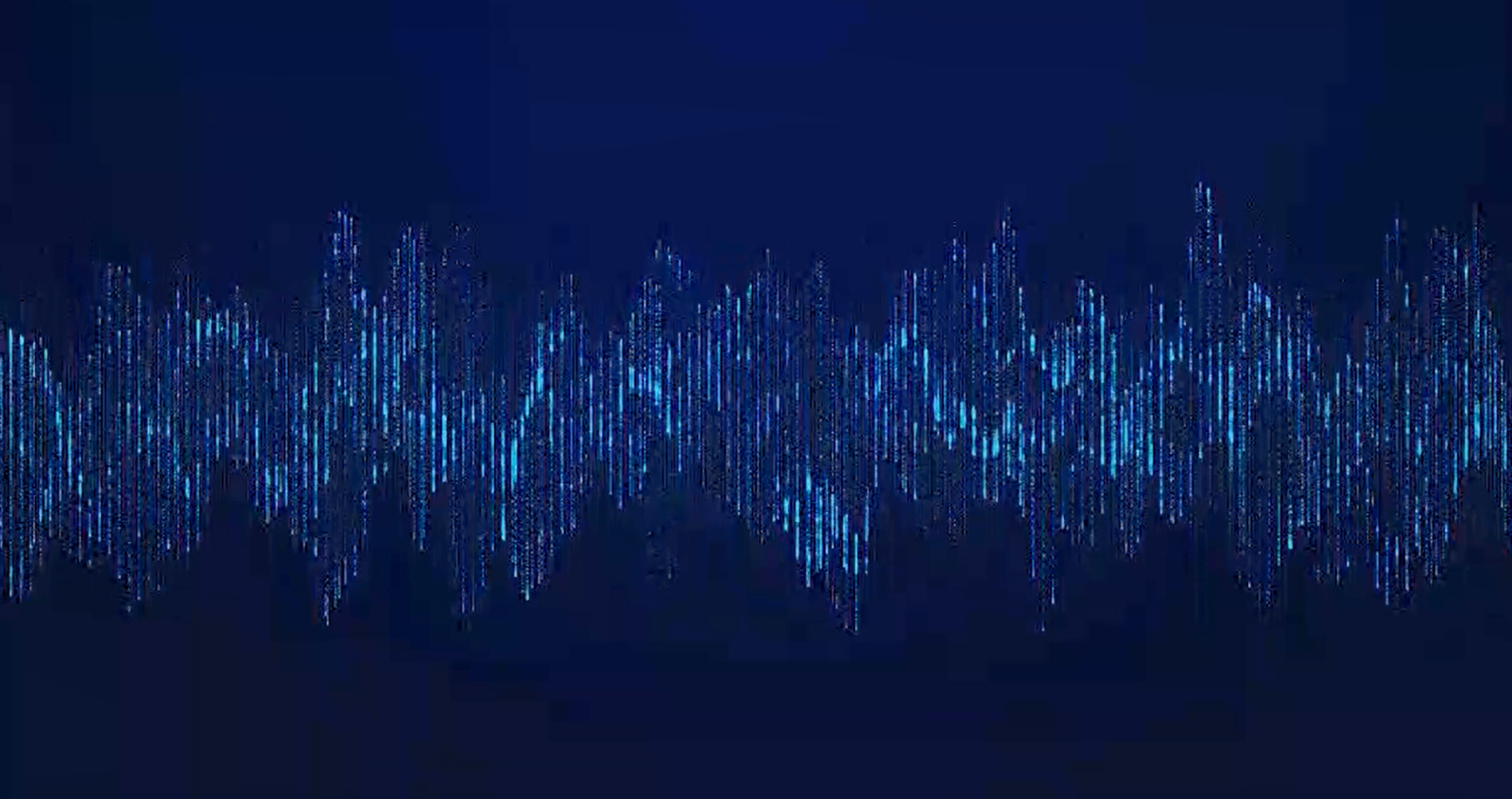 A visual depiction of soundwaves on a dark blue background