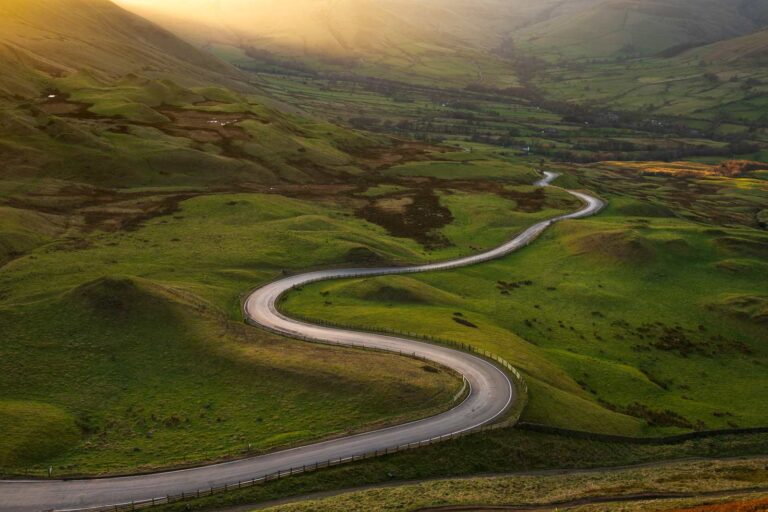 A winding country road, representing the road to net zero