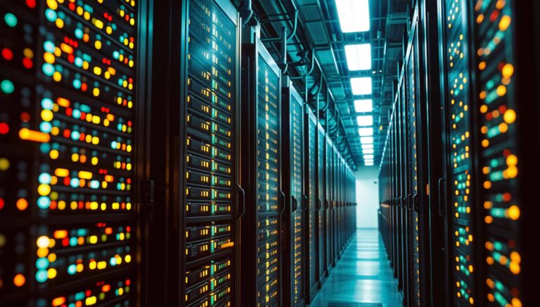 Image of the inside of a lareg data centre