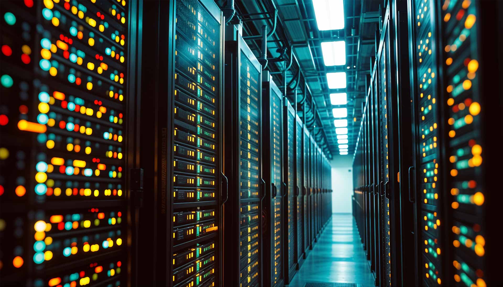 Image of the inside of a lareg data centre