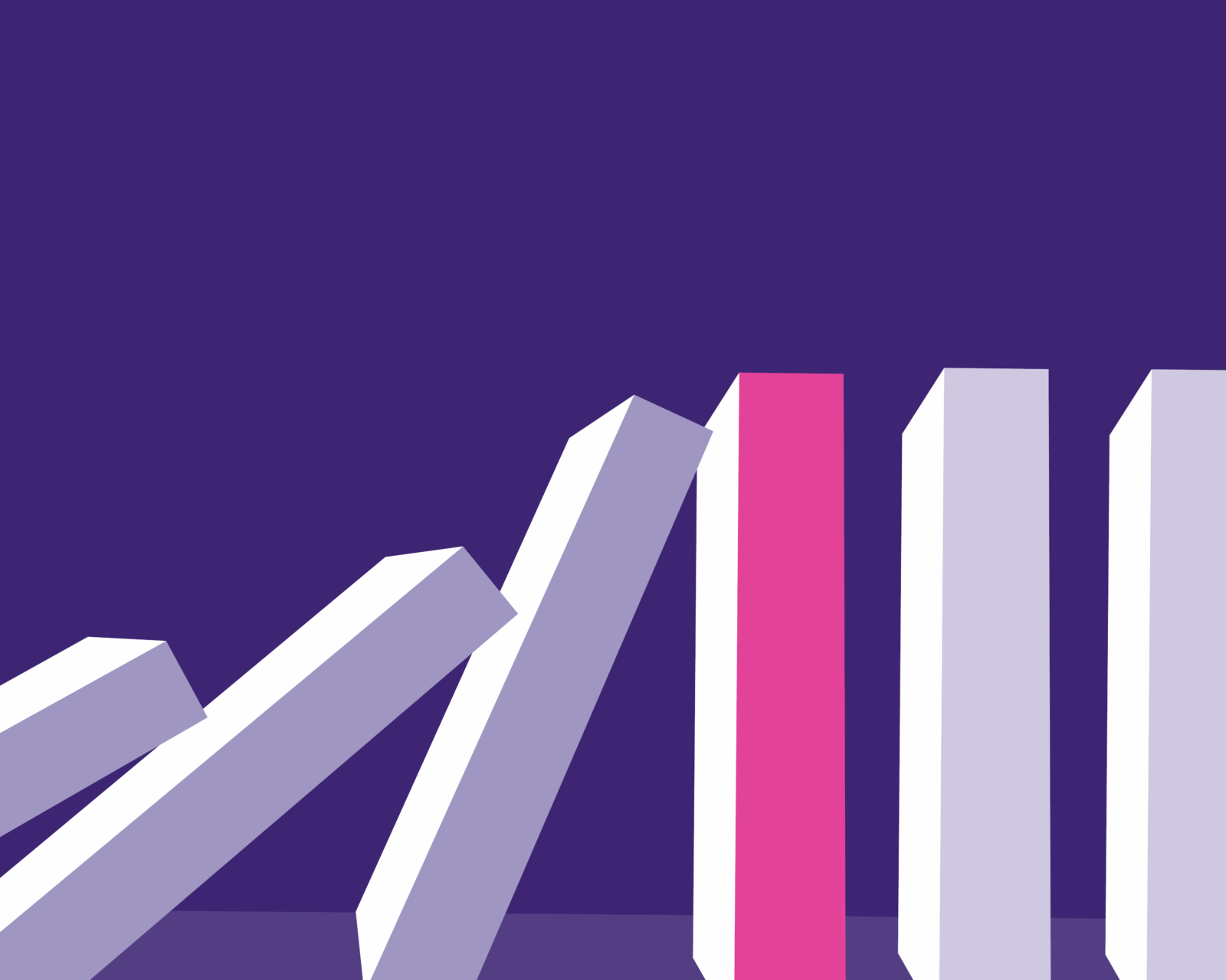 A graphic of a series of domino shapes in pink and purple to represent managing legal risk