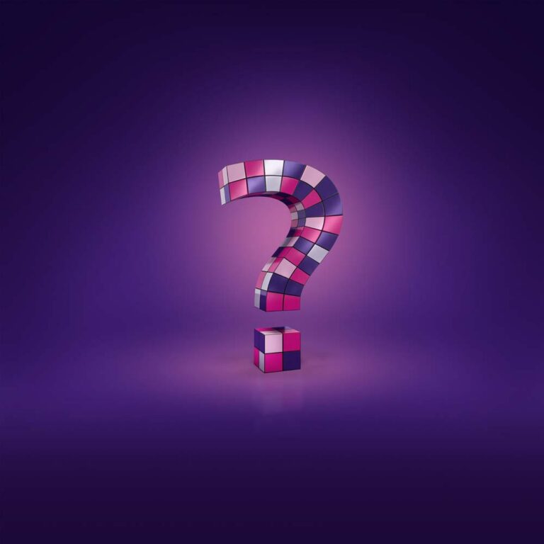 Rubix cube graphically formed question mark
