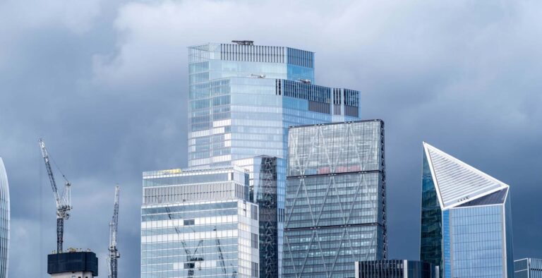 Picture of glass skyscrapers in London financial district